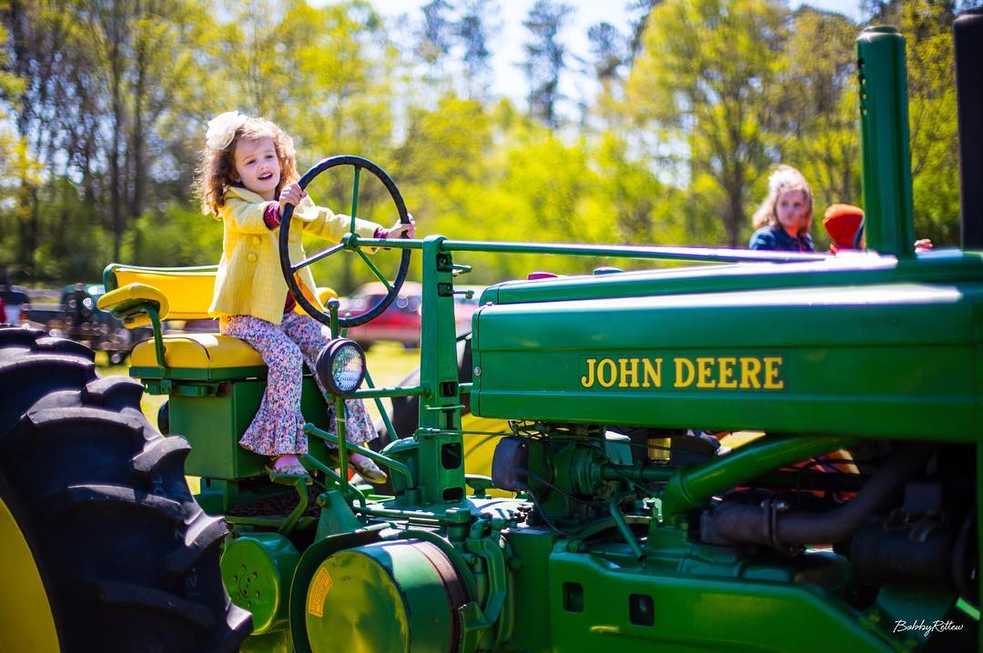 I think #Rosebud enjoyed jumping on that @johndeere at the Townville Tractor Show! #Canon #5Dmkiii