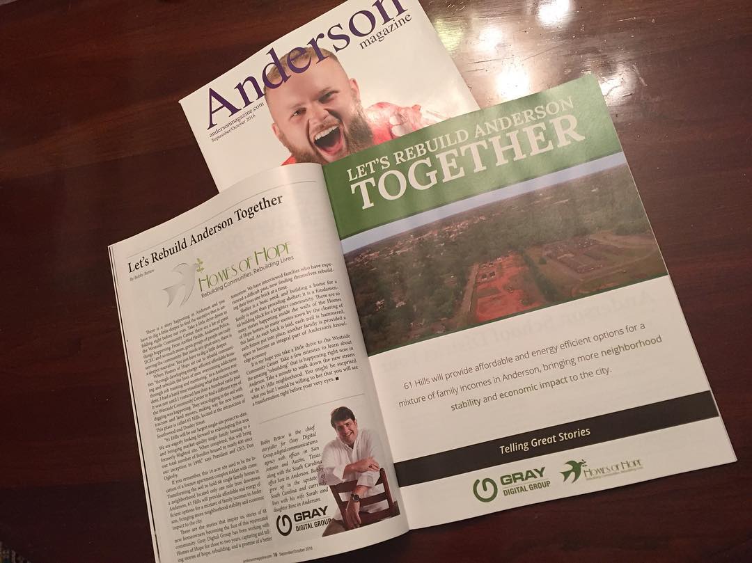 I hope all my Anderson friends picks up the latest Anderson Magazine! You will see my latest article about @homesofhopesc and how they are building a brighter Anderson! #nonprofit