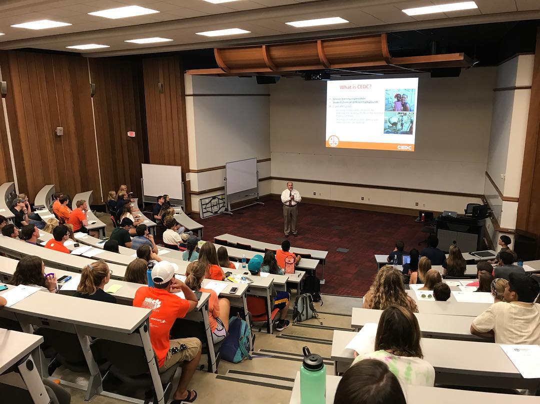 Hanging out with @clemsonengineers friends in Lee Hall talking about #Haiti. I remember sitting in this same seat as a sophomore for my AAH 201 class!