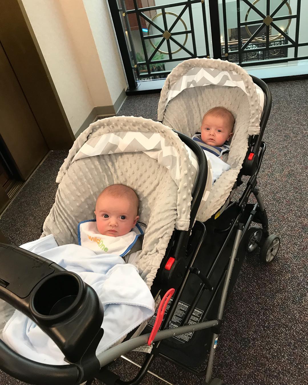 Just finished our 4 month appointment with Dr. Hart! George is 12lbs 2oz and Henry is 14 6oz! We are growing and somewhat happy after our shots! #onward #twinslife