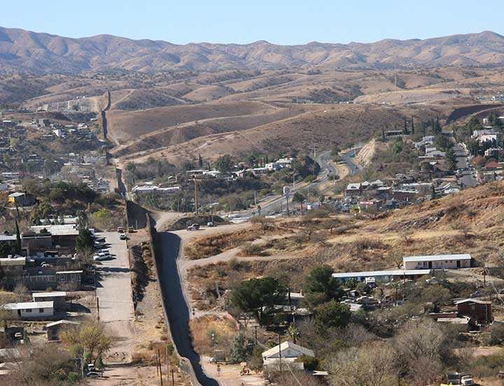 This is the border wall in Nogales, Arizona where immigration is a central theme.